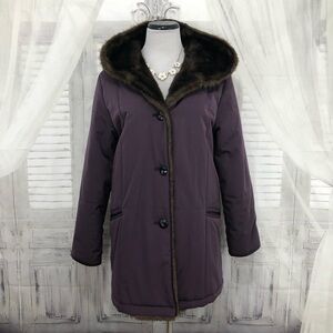 Regent Park Small Purple Coat Faux Fur Button Coat